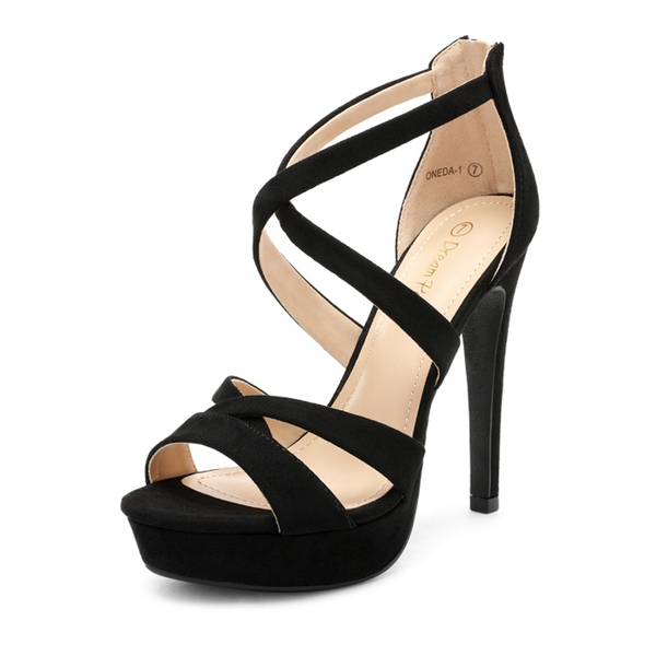 Stiletto Platform Pump Sandals - BLACK SUEDE -  0